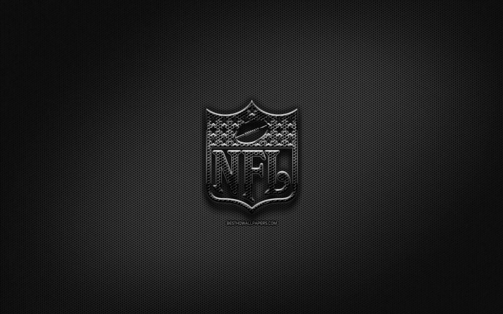 Metallurgical Brilliance: NFL's Empowering Emblem Shining Amidst Industrial Grid Wallpaper