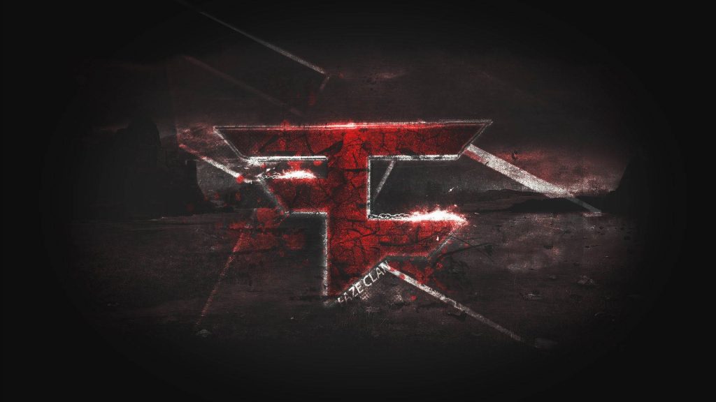 FaZe Clan logo wallpaper with cracked red texture on dark background esports art design