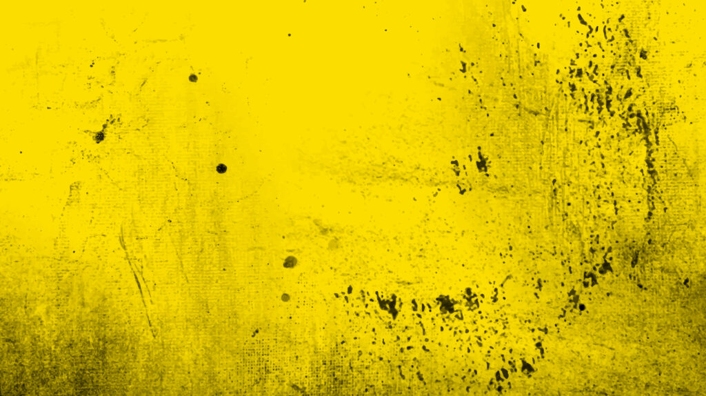 Yellow grunge texture wallpaper with black scratches and spots abstract digital art background