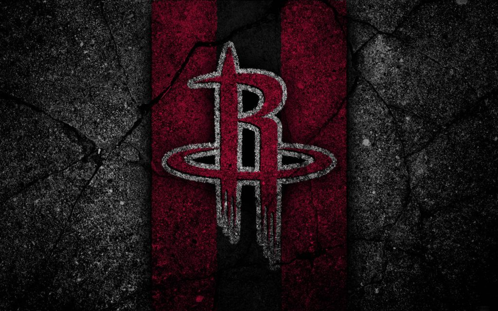 Houston Rockets digital wallpaper with distressed logo on dark cracked concrete background