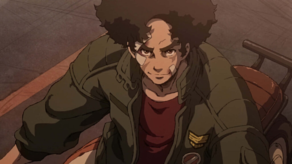 Intense Megalo Box Wallpaper: Gritty Character in Battle-Worn Attire