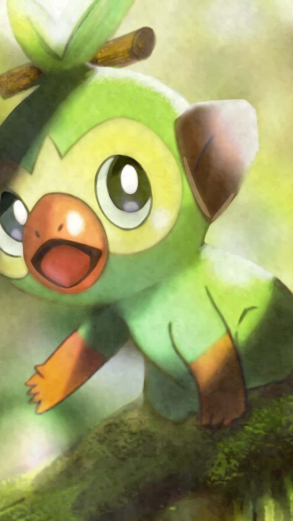 Grookey Grass-type Pokémon digital illustration with vibrant nature background and warm lighting Wallpaper