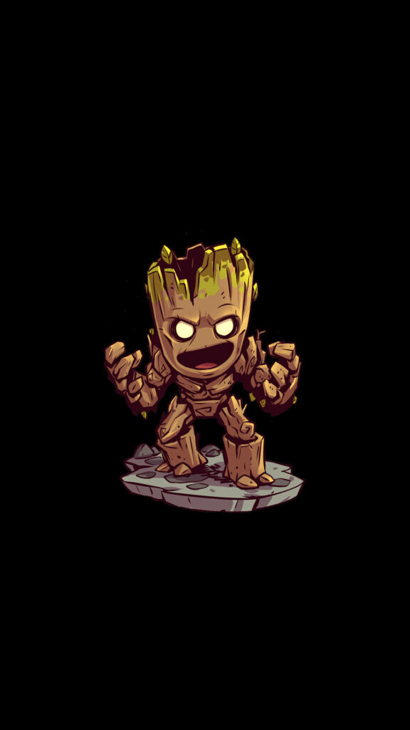 Fierce Groot Takes Center Stage: A Stylish and Dark Phone Wallpaper