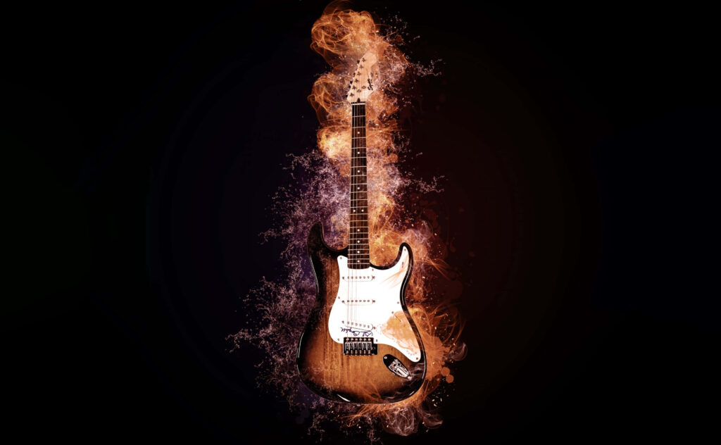 Strumming The Depths: A Rich Bass Guitar Riff Wallpaper