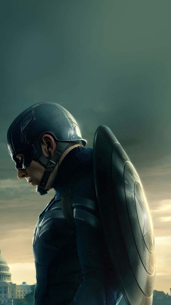 Captain America's Reverence: Groovy Marvel Avengers Background for Android Devices Wallpaper