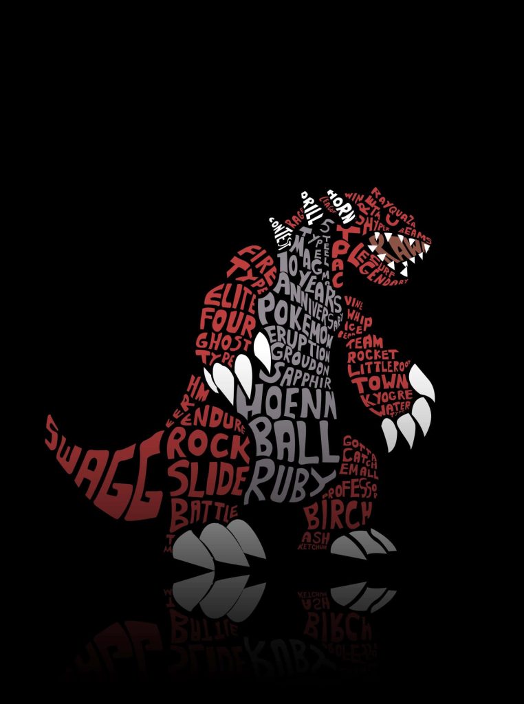 Groudon word art wallpaper red white typography Legendary Pokémon Ruby Hoenn black background