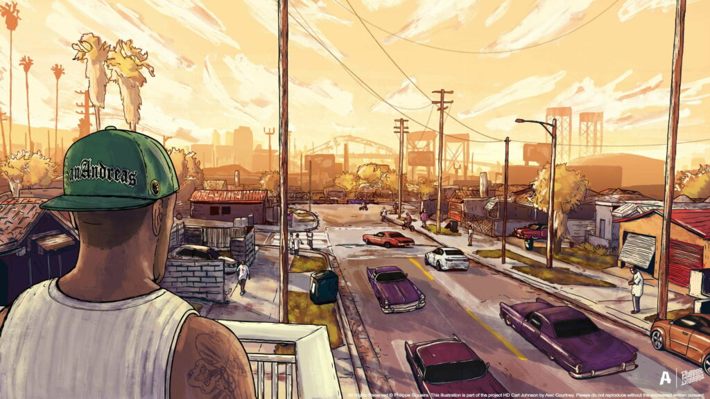 Gangsta Paradise: Grove Street Chronicles in 4K Cartoon Street View Background Wallpaper