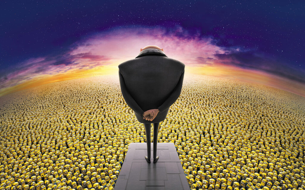 Gru Inspires Minions: Colorful Sunrise Wallpaper Background
