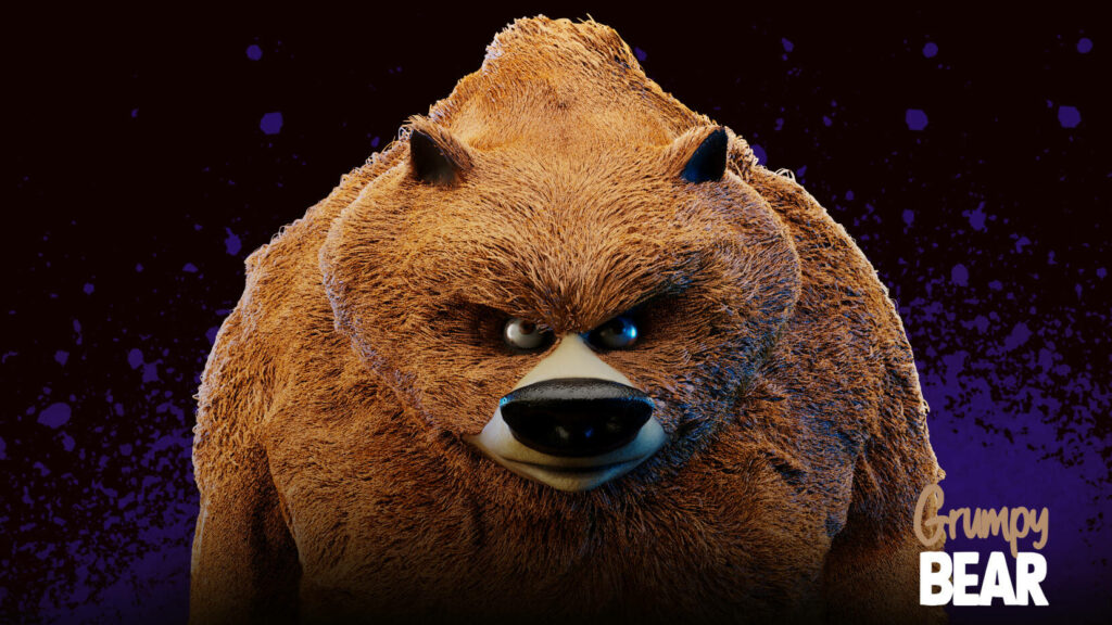 Grumpy Kodiak Bear Wallpaper: Intense and Textured Design