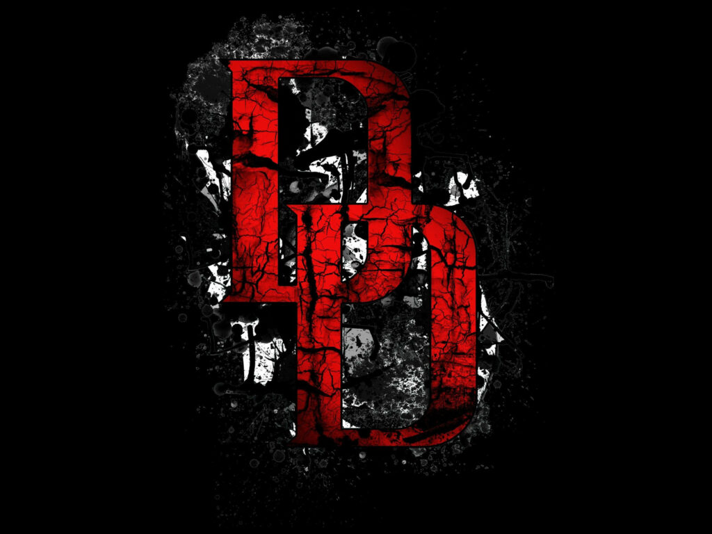 Grunge Daredevil Wallpaper: Iconic Red Double D Logo on Black Texture
