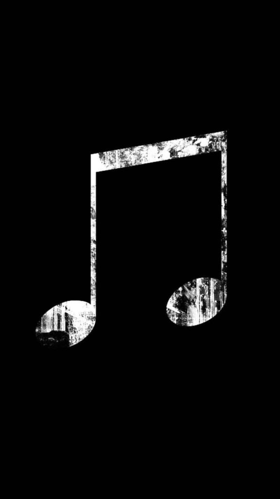 Grunge Music Note Wallpaper: Bold Textured Design on Black Background