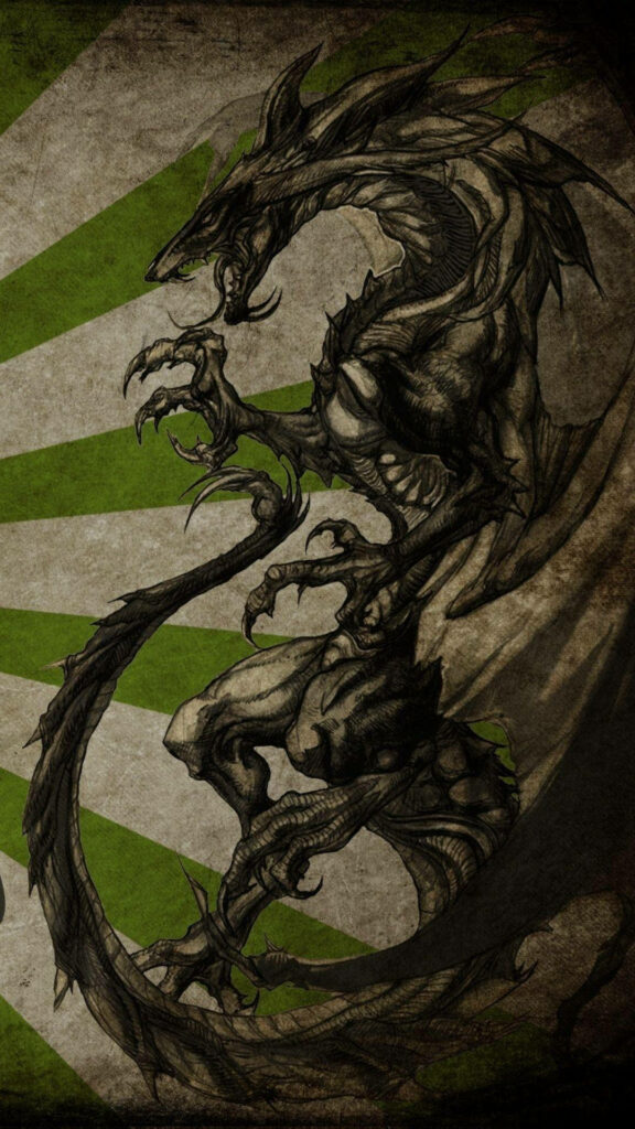 Dragon Stripes: A Grungy Digital Art Wallpaper for Your iPhone Screen