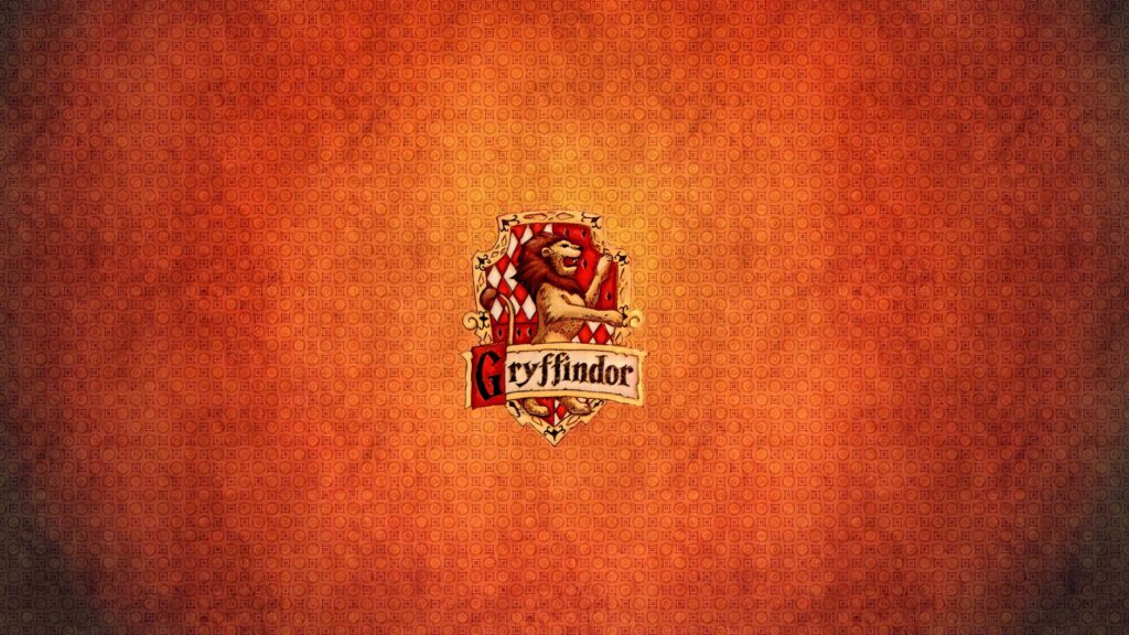 Gryffindor crest wallpaper with textured red orange background symbolizing courage bravery