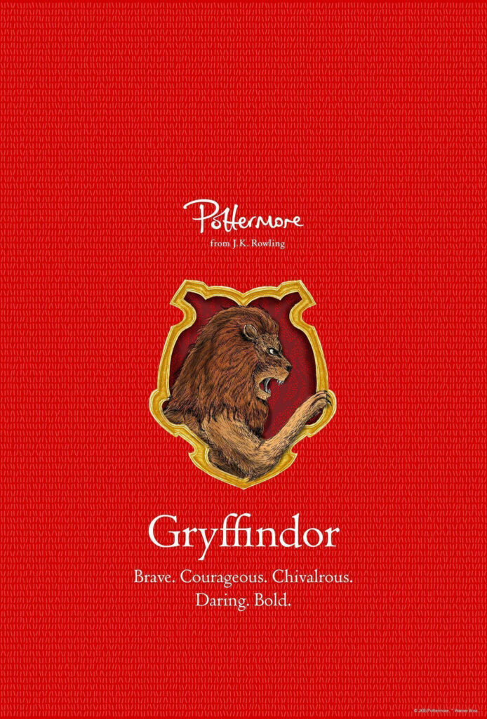 Gryffindor house crest wallpaper red textured background lion bravery courage daring boldness