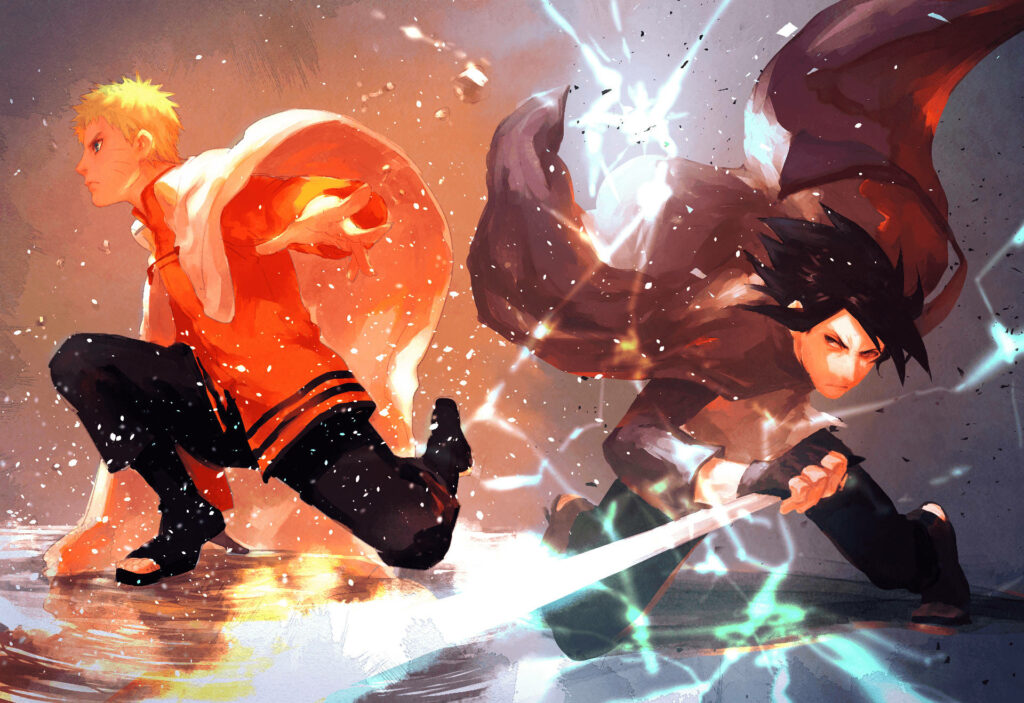 The Dynamic Duo: Naruto and Sasuke Shaping Boruto's Ninja Destiny Wallpaper