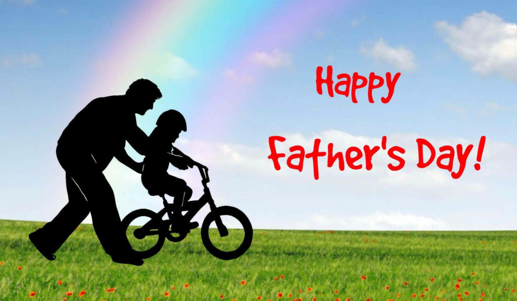 Rainbow-filled Memories: Fatherly Guidance on Spinning Wheels Wallpaper