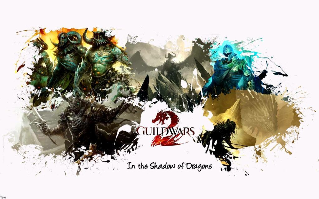 Guild Wars 2 Logo Wallpaper: Vibrant Dragons & Epic Adventure
