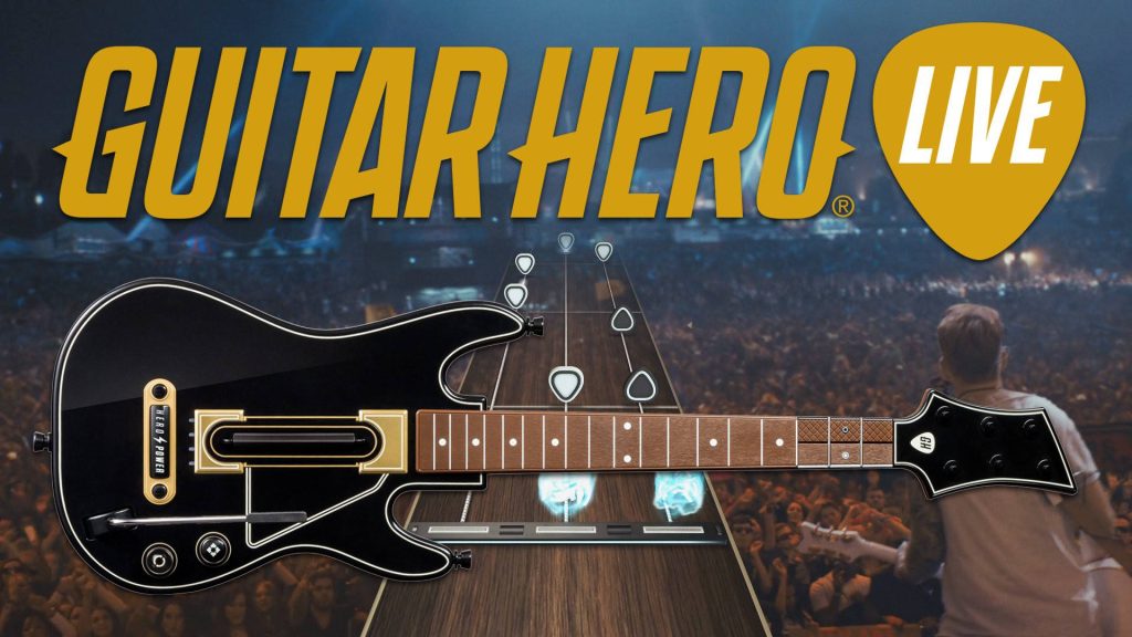 Guitar Hero Live 6-button controller first-person view concert crowd stage lighting wallpaper