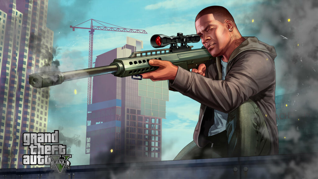 Franklin Clinton's Bold Stand: A Stylish GTA 5 Wallpaper