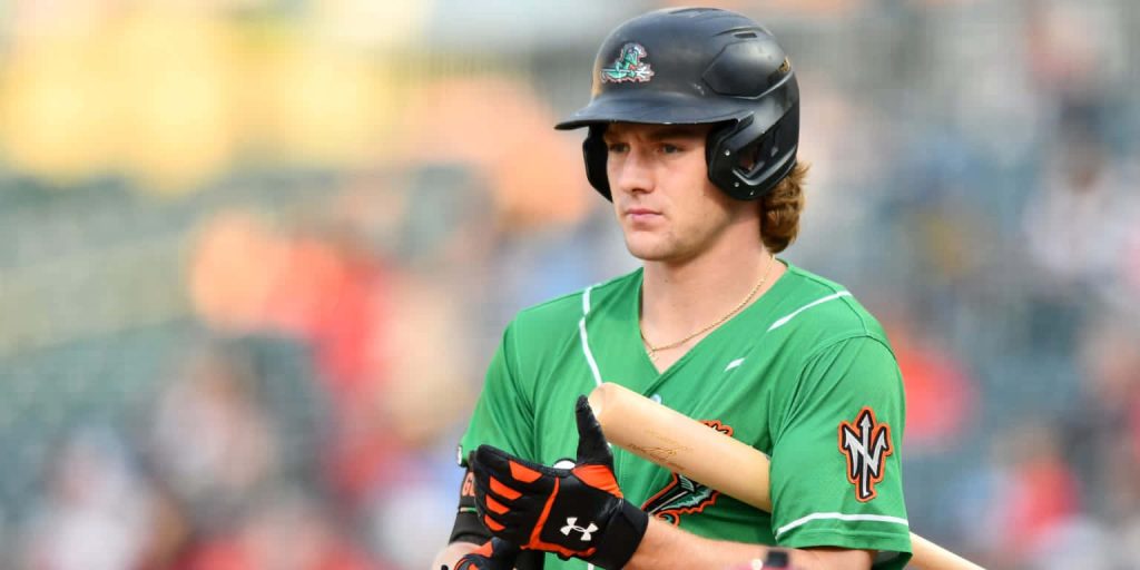 MLB star Gunnar Henderson in Norfolk Tides uniform focused pre-game baseball wallpaper