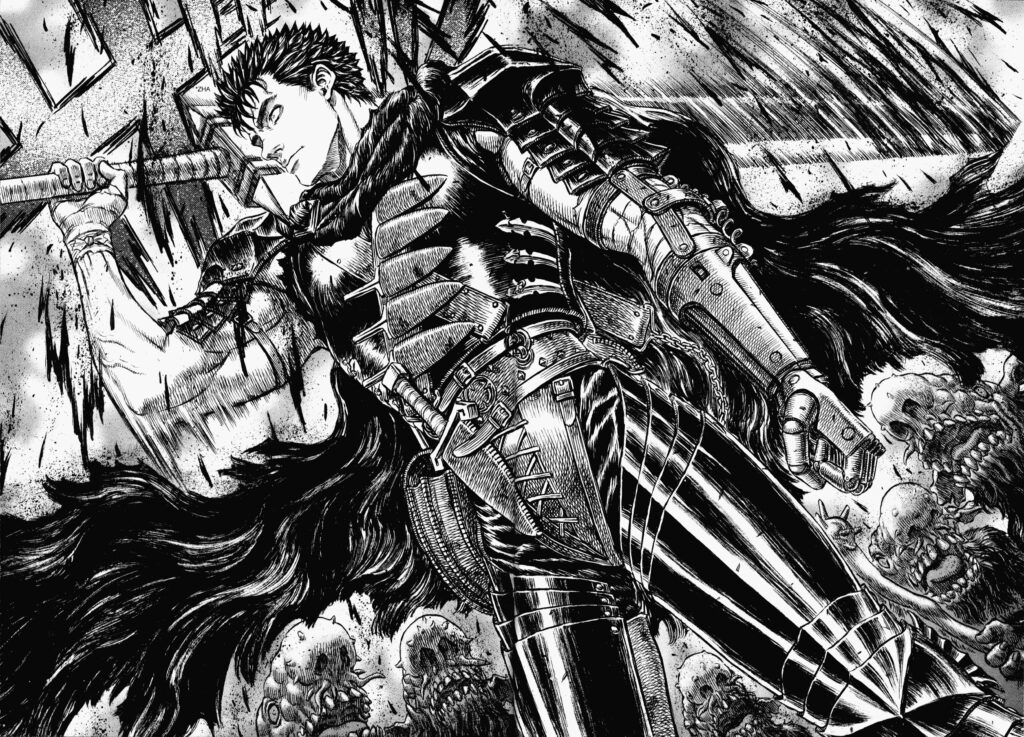 Monochrome Warrior: Guts from Berserk in Stunning HD for PC and Laptop Wallpaper