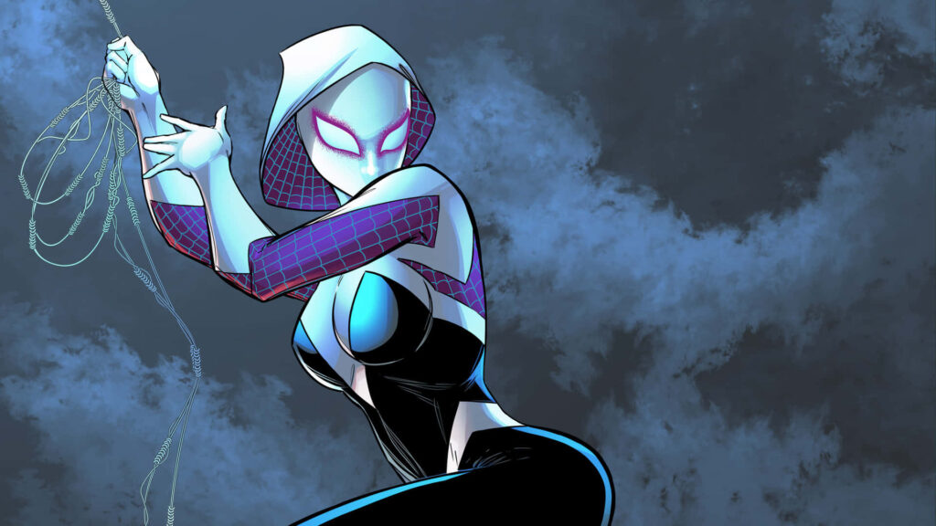 Dynamic Gwen Stacy as Spider-Woman: Iconic Wallpaper Background
