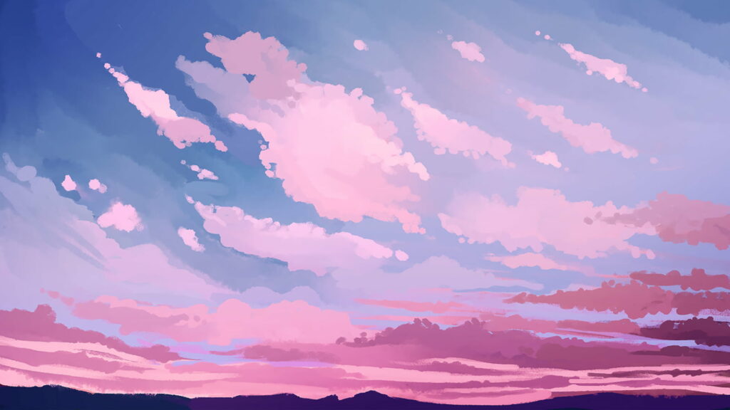 Anime Serenity: Vibrant Sky Wallpaper for Dreamy Aesthetic Background
