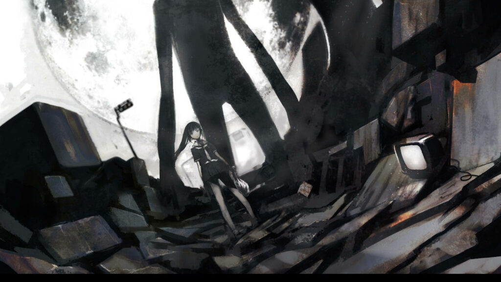 Dark Anime Wallpaper: Mysterious Black Devil Under Full Moon
