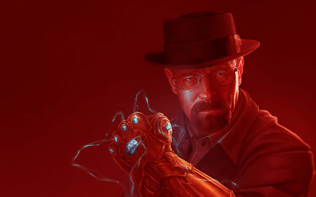 Intense Walter White HD Wallpaper on Dramatic Red Background