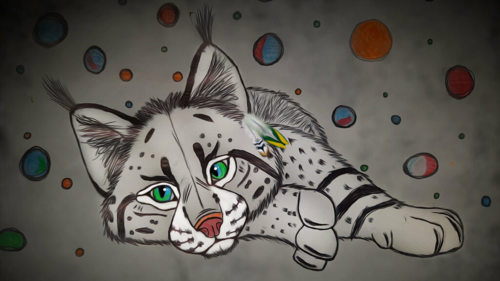 Feline Masterpiece: Vibrant Graffiti Paw in HD Artwork Wallpaper