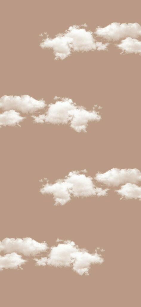 Serene Beige Background with Soft White Clouds - HD Phone Wallpaper