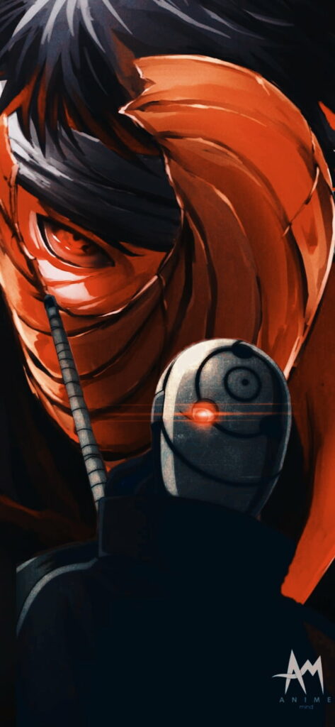 Transcending Darkness: Obito's Sharingan Awakens - HD Anime Phone Wallpaper