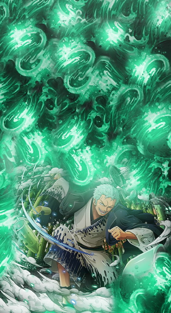 Sword Master Zoro: Epic Anime Wallpaper featuring Roronoa Zoro