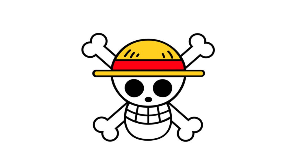 Minimalist One Piece Straw Hat Pirates logo wallpaper with yellow straw hat on white background