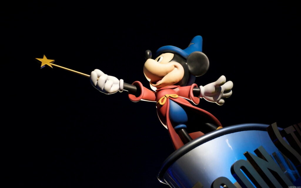 Mickey Mouse Sorcerer’s Apprentice HD wallpaper on Toontown sign black background desktop