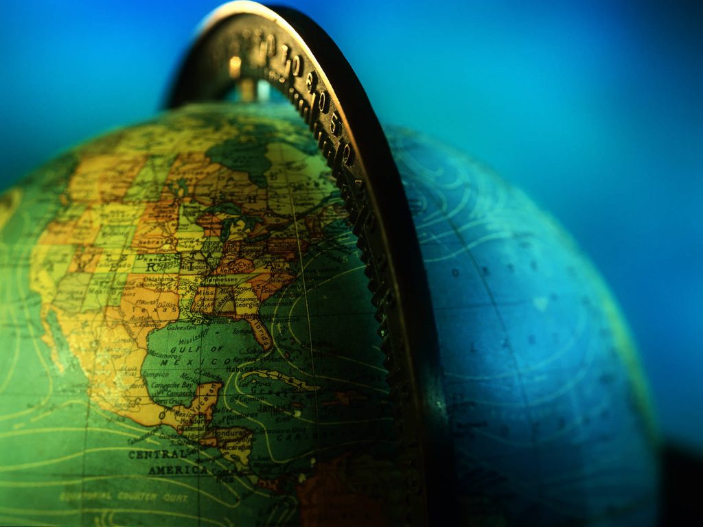 High-definition desktop wallpaper of North and Central America globe with dramatic rim lighting