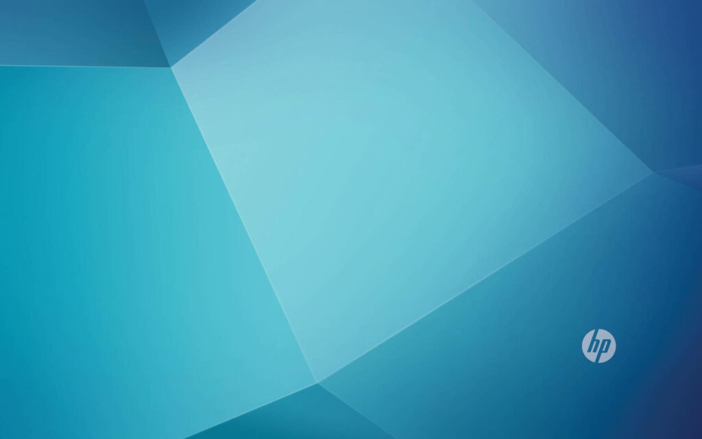 HP wallpaper with abstract blue geometric facets and iconic circular logo on minimalist background