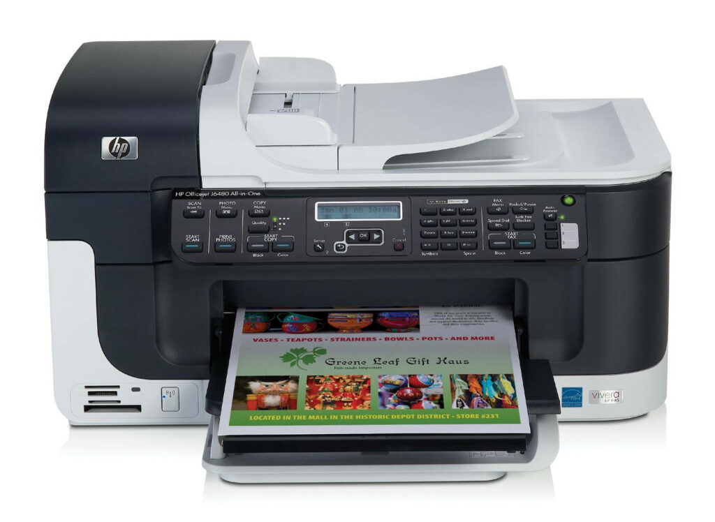 Sleek HP Officejet All-in-One Printer with Color Printout Wallpaper