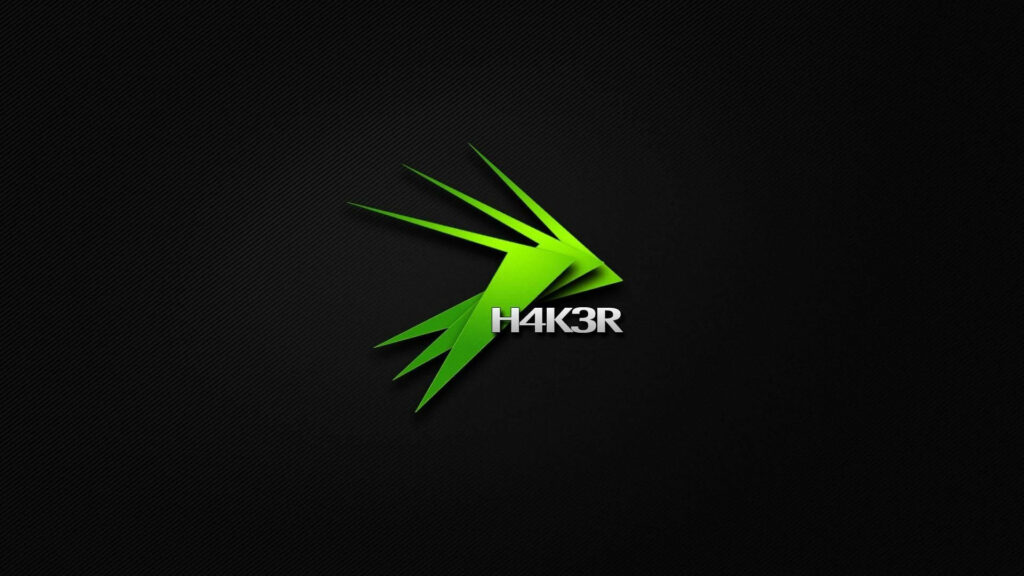 Sleek and Futuristic: Green Abstract Hacker Logo on Black HD Wallpaper