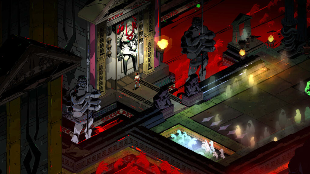 Atmospheric Hades Throne Room Wallpaper - Mythological Underworld Art