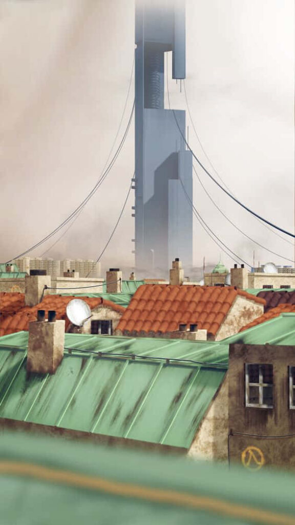 Dystopian Half-Life 2 Cityscape Wallpaper: Citadel & Urban Rooftops