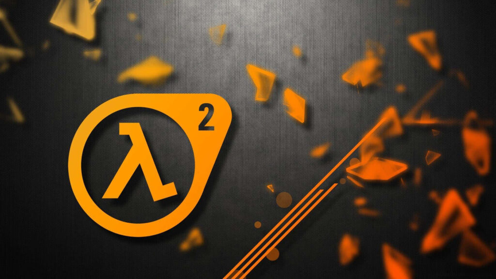 Half-Life 2 Logo Wallpaper: Dynamic Orange Shard Background