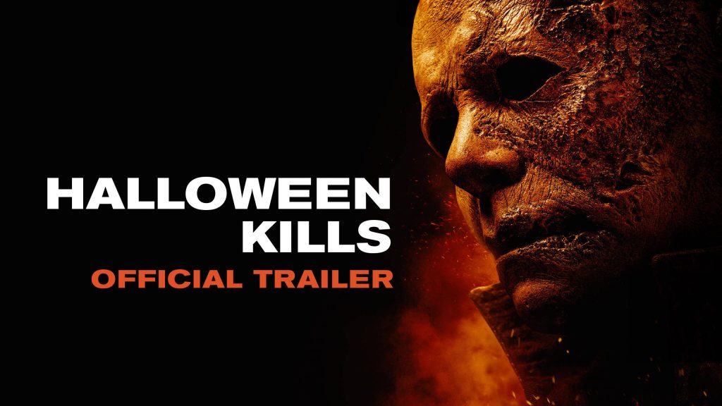 Halloween Kills wallpaper close-up of Michael Myers damaged mask dark ember background horror