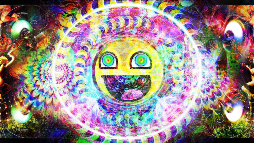 Psychedelic Smiley: A Mind-Bending Burst of Color in Desktop Wallpaper