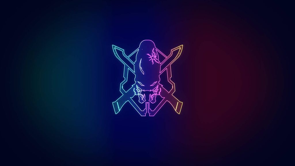 Halo Legendary difficulty wallpaper with glowing Elite skull and crossed energy swords