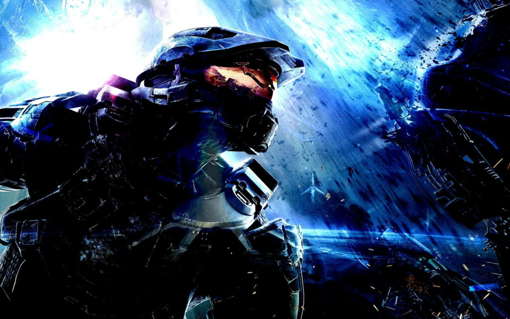 Master Chief's Glowing Halo Explosions: The Ultimate Live Gaming Wallpaper