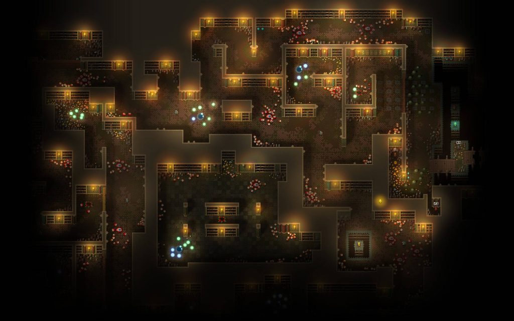 Hammerwatch library pixel art wallpaper with Demon Eyes enemies and glowing magic dungeon scene