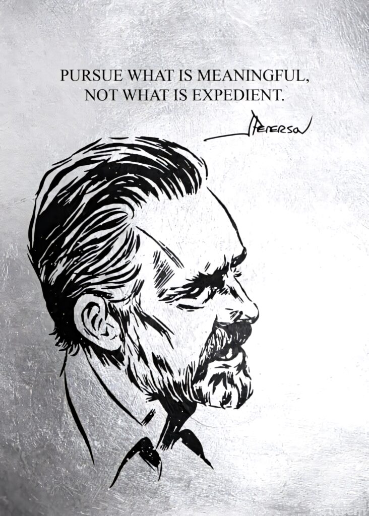 Hand-Drawn Bearded Man Portrait with Motivational Quote Wallpaper