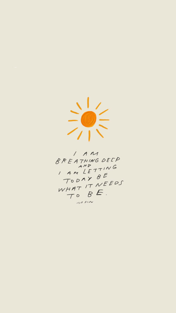 Calm Hand-Painted Sun Wallpaper with Affirmation - Uplifting Design