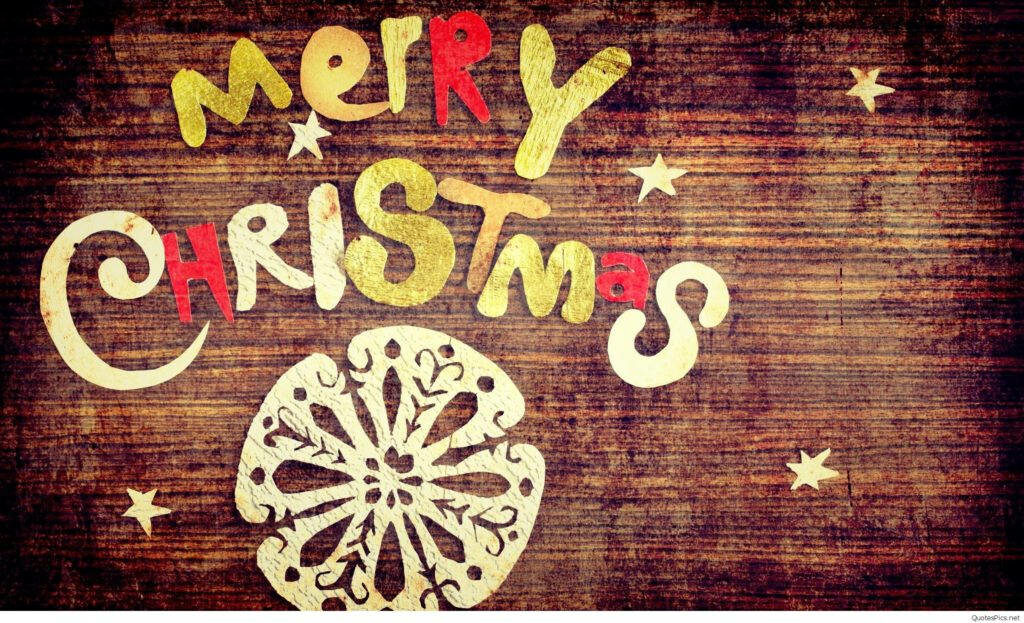 Handcrafted Merry Christmas Wallpaper with Snowflake & Stars